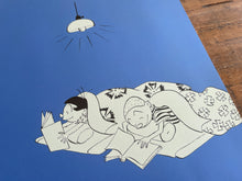 画像をギャラリービューアに読み込む, サザエさん B2ポスター カツオとワカメ(群青)