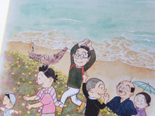 画像をギャラリービューアに読み込む, 「復刻」サザエさん色紙　「浜辺のサザエさん一家」
